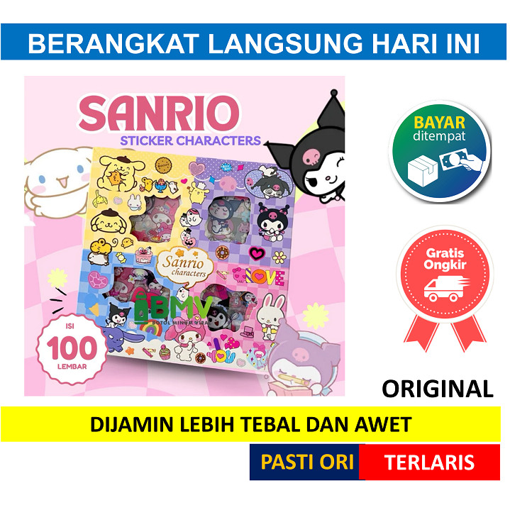 

STICKER SANRIO Lucu 2D Karakter Kuromi Melody Isi 100 Lembar Per Box MIX KARAKTER 1BOX VIRAL