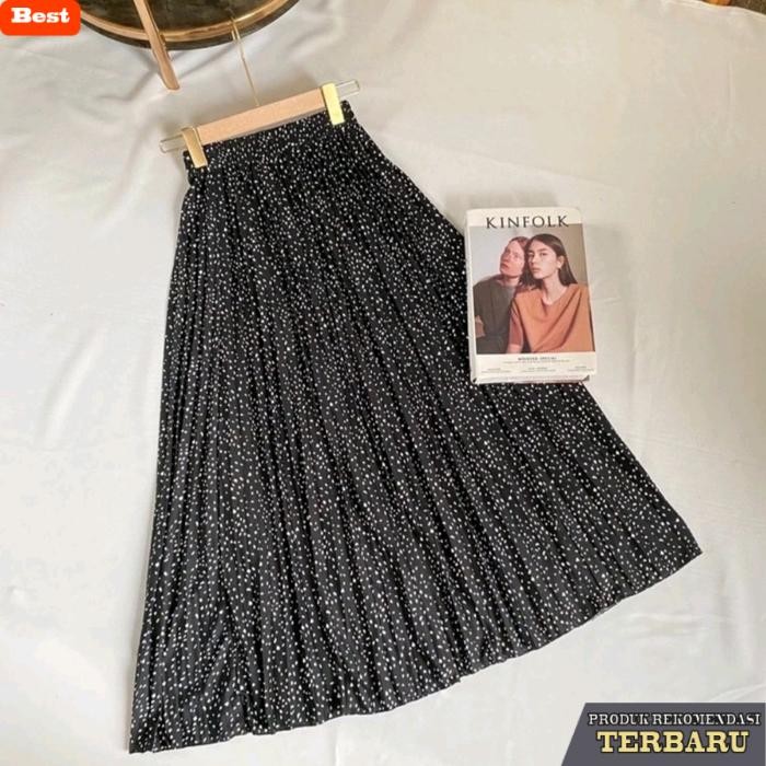 rok wanita kekinian Reha Polka Plisket Skirt Pattern Rok Plisket Polka Rok Motif Polkadot Rok Pliske