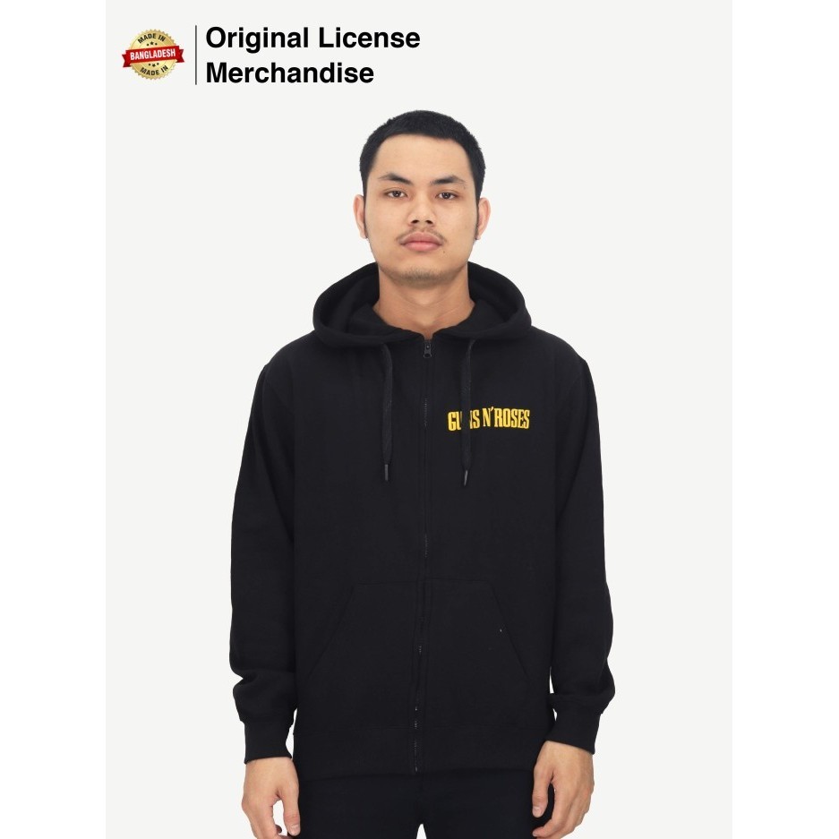 Jaket Sweater Zipper Import Pria Band Musik GUNS N ROSES Classic Logo
