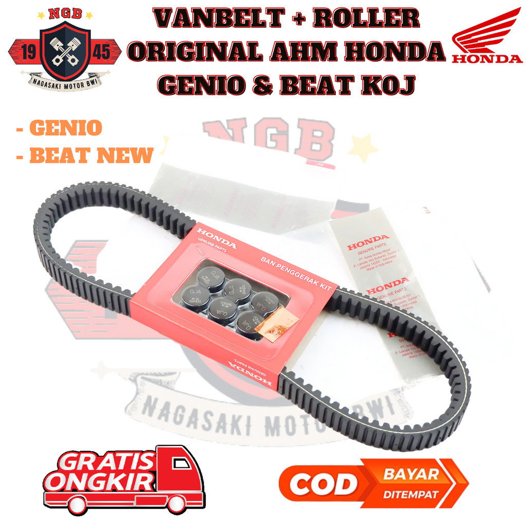 Vanbelt + Roller Original AHM Honda Genio & Beat FI New / V-Belt Set Roller K0J ORI AHM Motor Genio