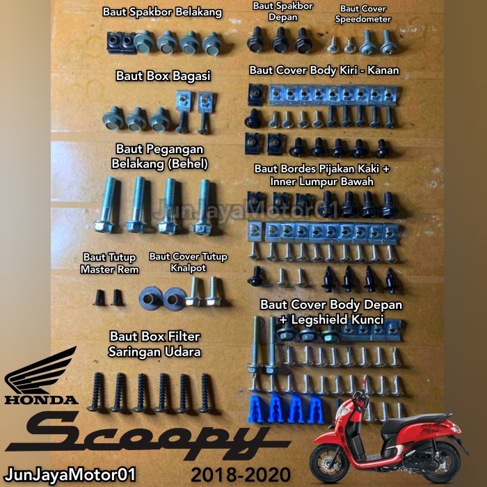 Baut Lengkap Full Set Bodi Body Honda Scoopy Esp 2018 - 2020