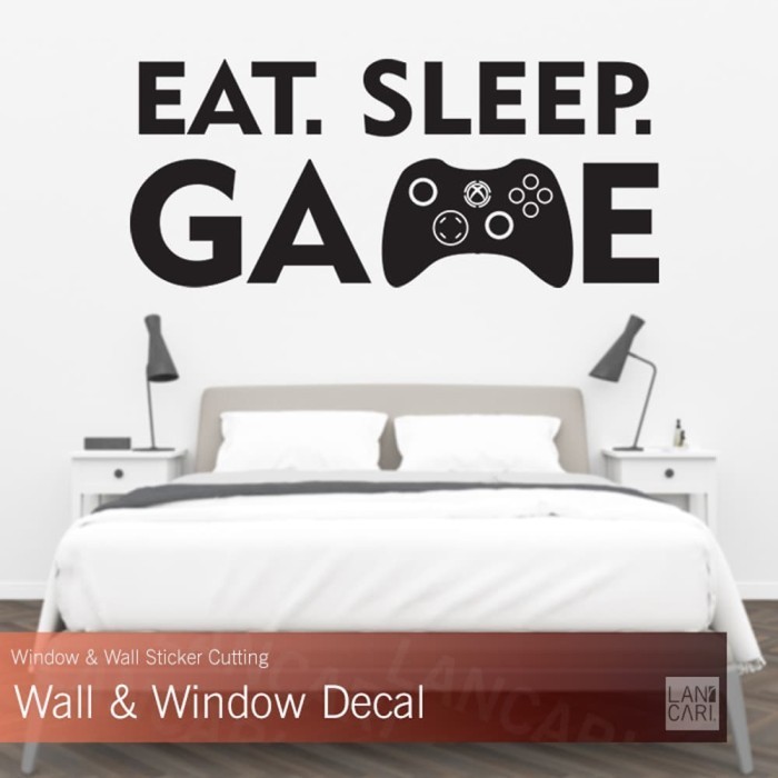 Sticker Cutting Eat Sleep Game Gamers Gamer Decal Stiker Dinding Kaca