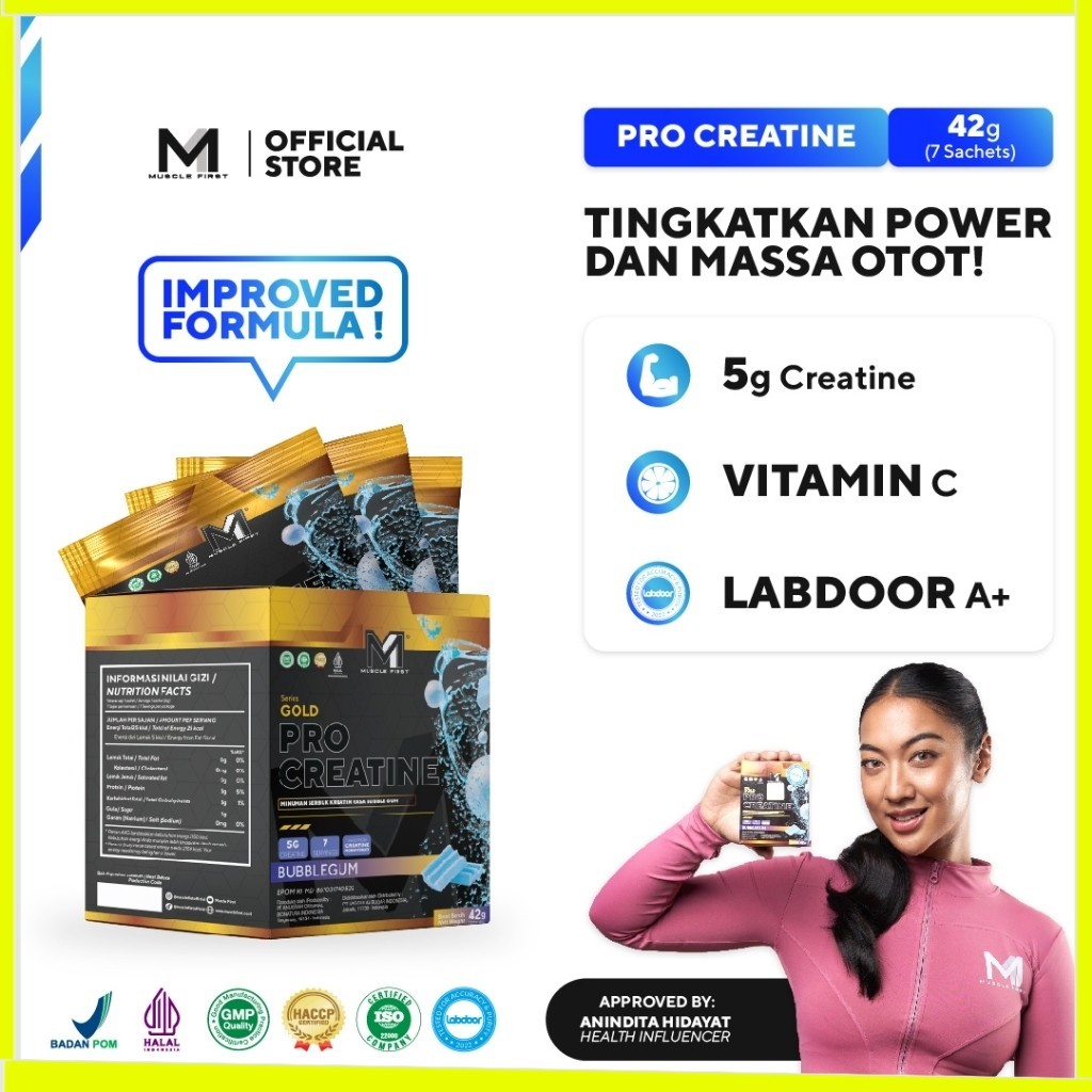 M1 PRO CREATINE BOX ISI 7 SACHET MENAMBAH MASSA OTOT SUPLEMEN CREATINE BOX MUSCLE FIRST ELINANOER