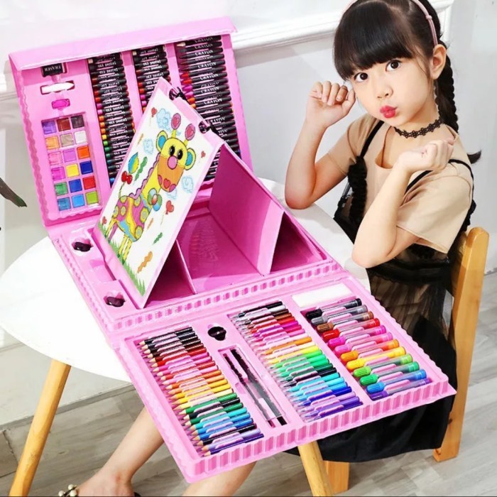 

Pensil Warna Art Set208 Crayon Peralatan Spidol Melukis Mengambar Anak - Merah Muda