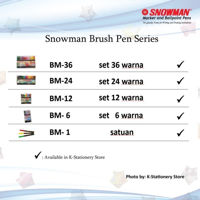 PROMO -Snowman Brush Pen Set – 6 Colours – BM-6