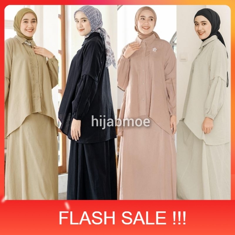 PROMO Vente Daily Irisya Oneset Rok Setelan One Set Wanita Kekinian Ootd Kondangan Linen Angel LD 10