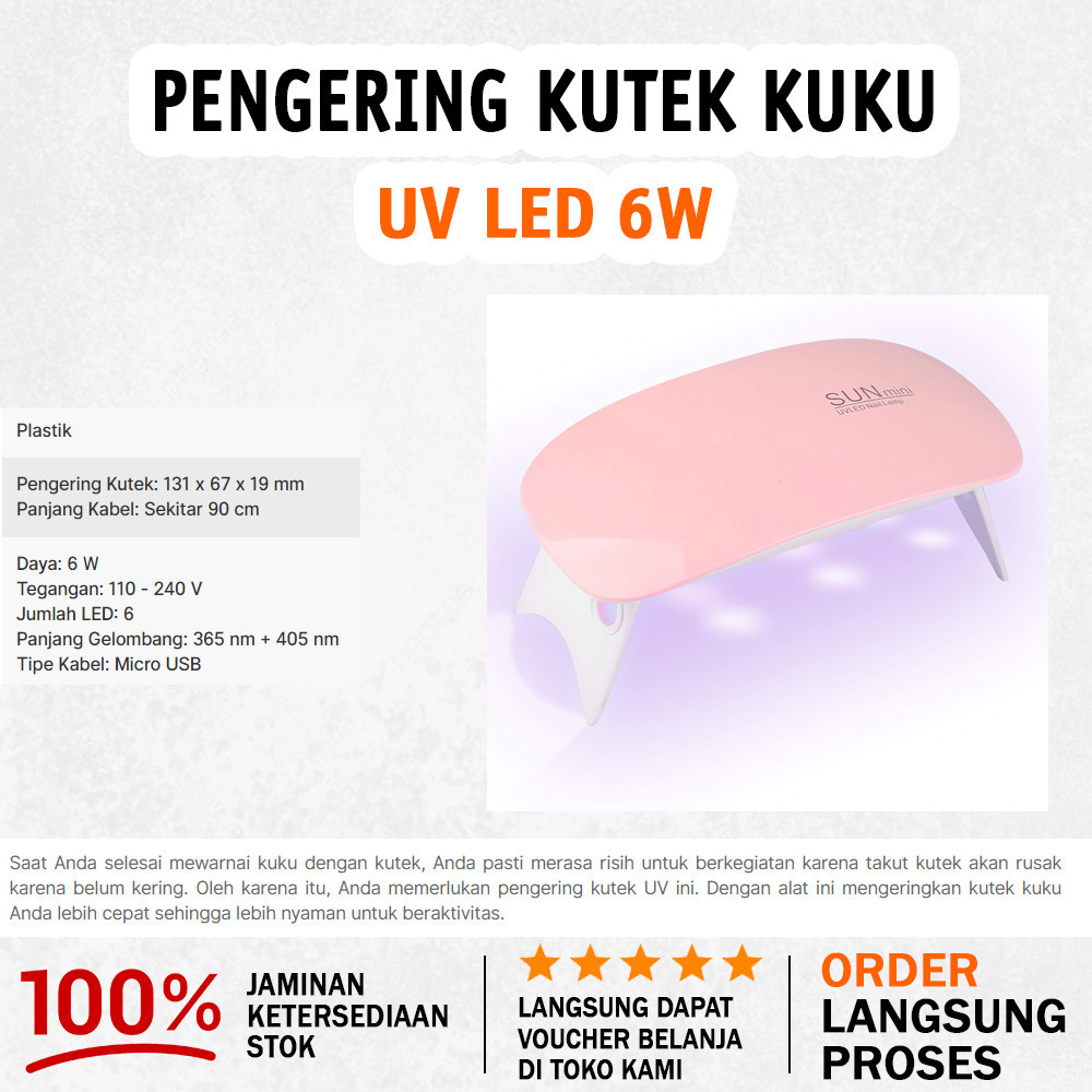 Pengering Kutek Kuku UV LED Nail Dryer 6W Biutte.co - pink