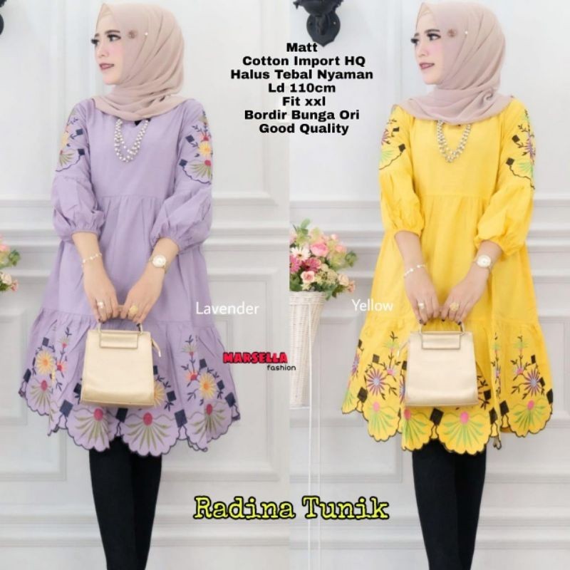 BHL - RENZY TUNIK/RADINA TUNIK Atasan Blouse Katun Jumbo Bordir Premium by MUMU Fashion