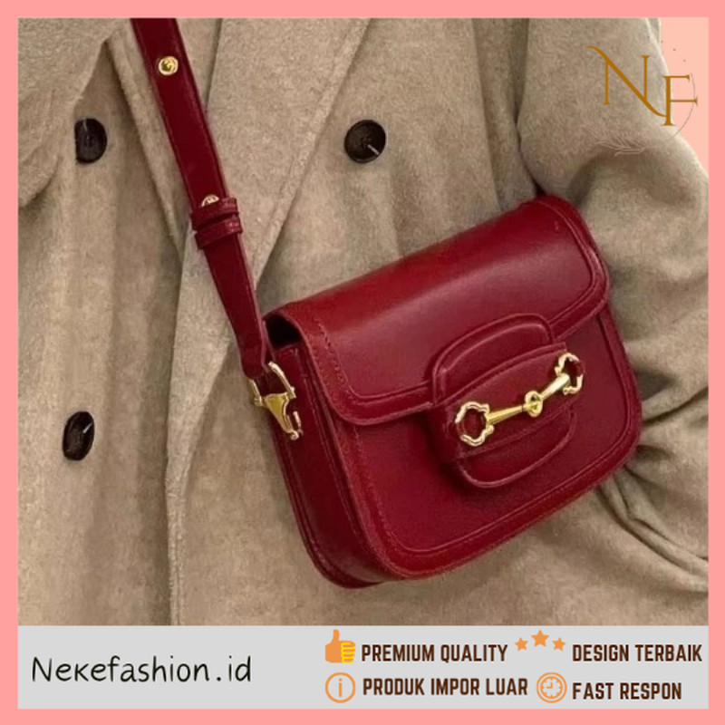 NEKE FASHION Premium Kualitas - Tas Selempang Panjang Wanita Tas Cewek Warna Merah Tas Kekinian Tas 