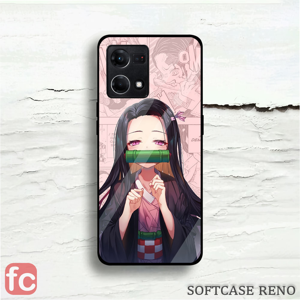 CUSTOM CASE GLOSSY OPPO RENO 7 4G | RENO 8 4G |FR54| MOTIF ANIME NEZUKO DEMON SLAYER