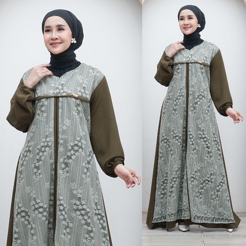 Gamis cringkle|gamis lebaran2024|gamis rompi brokat|gamis brokat premium