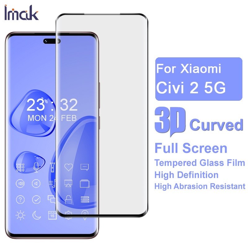 Original Imak Xiaomi Mi Civi 2 5G Tempered Glass Xiomi Mi Civi2 5G 3D Curved Full Cover Screen Prote