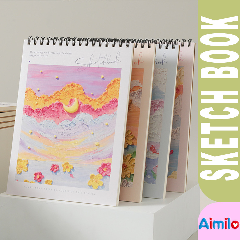 

Sketch Book Polos A4 Cantik Sketch Pad Buku Gambar Sketsa Artemedia Scratch Book Artcards Drawing book ring Cute painting book