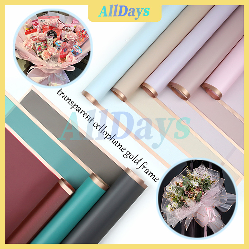 

20 Lembar Emas Kertas Buket Bunga 58X58CM Florist Kertas Bunga Varian List Gold Cellophane Kertas Bunga Dua Warna Flower Wrapping Paper Bi Color