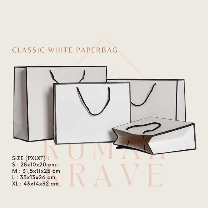 

[MALL] BISA COD RUMAH KRAVE Paperbag Hitam Putih Elegan Paper Bag Goodie Bag M