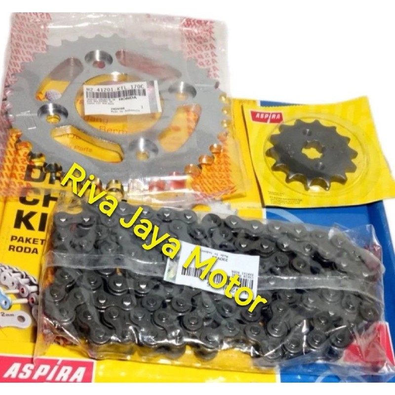 Gear Paket Gir Set + Rantai Supra Fit New Karisma Revo Blade Kharisma Supra X 125 Lama Old Fi Injeks