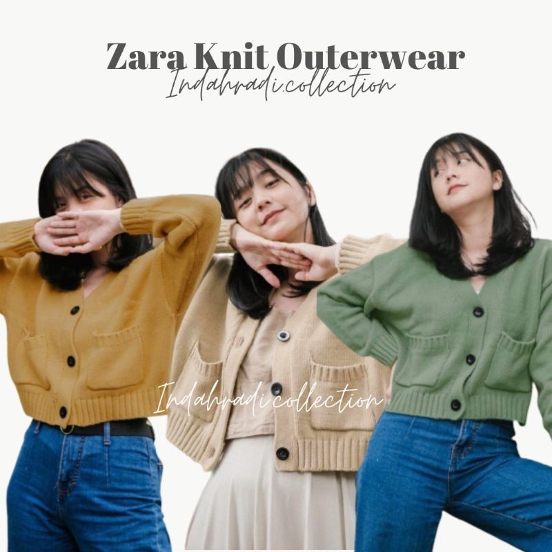 PERMIUM OUTER ZARA KNIT CROP OUTERWEAR TEBAL CARDIGAN RAJUT WANITA