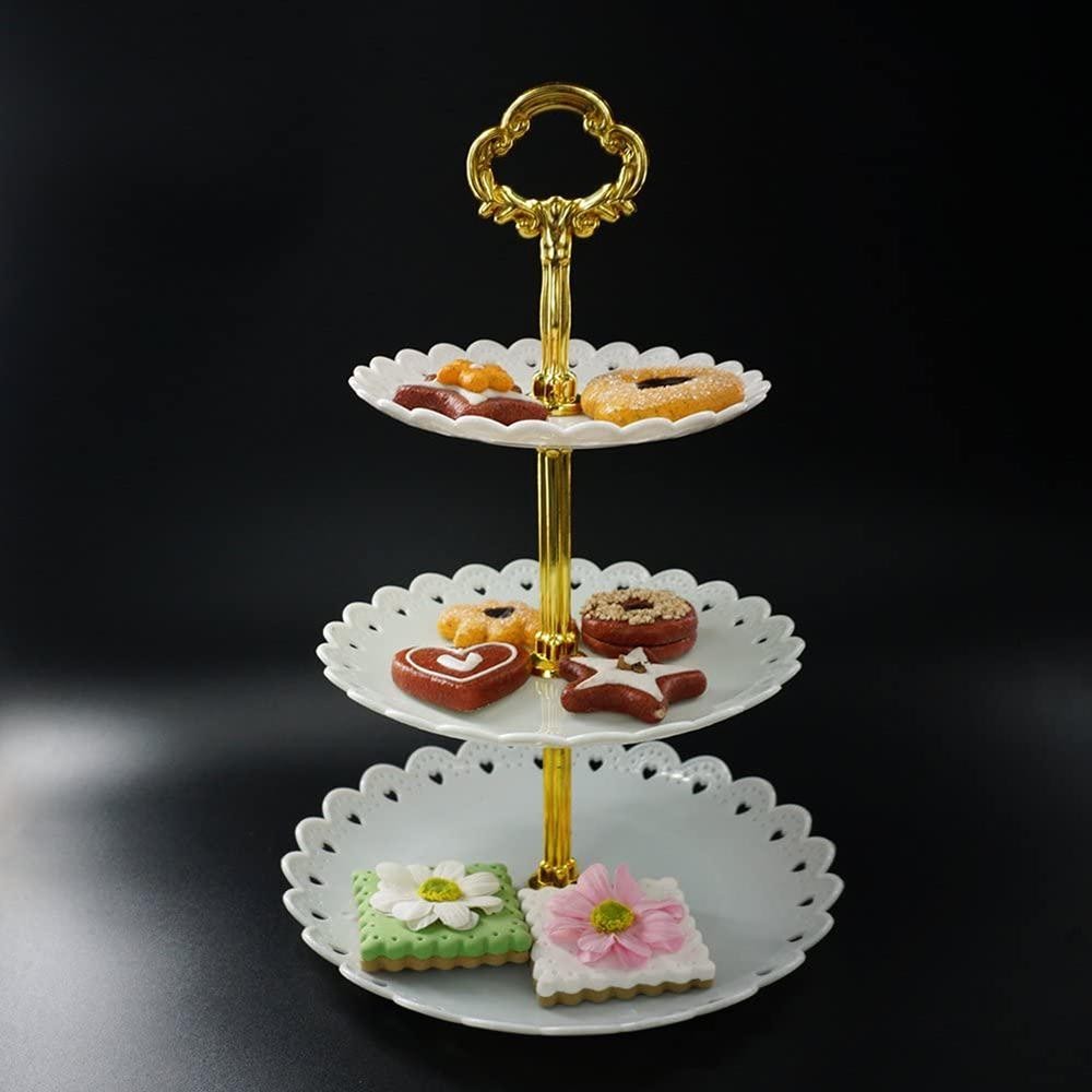 

Dekorasi Cake One Two Cups Rak Makan Kue Buah Cake Plate Stand Display - CF431 - White