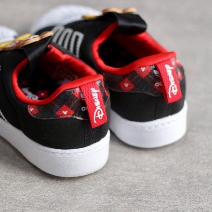 SEPATU ANAK  ADIDAS SUPERSTAR SLIP ON MICKEY MOUSE BLACK RED - 22