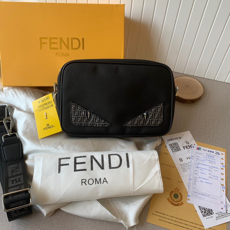 POUCH CLUTCH FENDI FULLY LEATHER SET LONG STRAP TAS TANGAN PRIA IMPORT PREMIUM AAA QUALITY FREE BOX