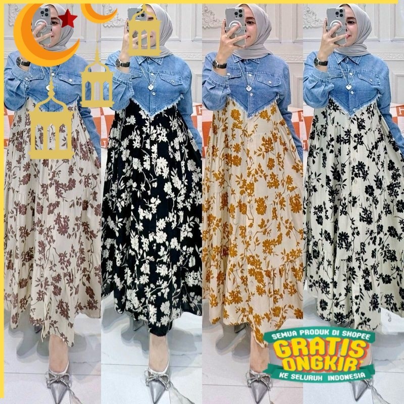 dress (Peony,rolex,fleur Dress) maxy gamis perempuan brukat  dres brokat muslim baju kondangan maxi 