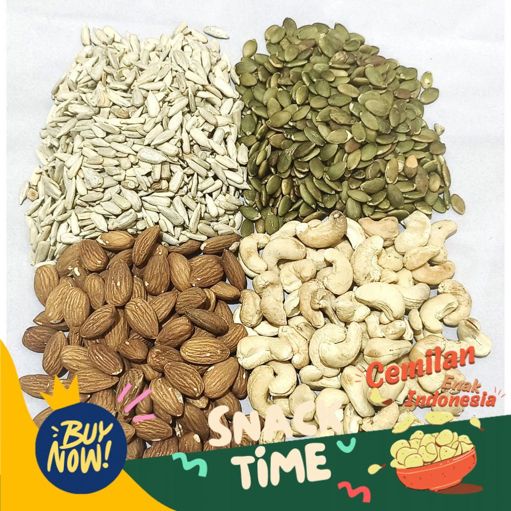 

Special Diskon MIX NUT SEED 500gr - Almond, Cashew, Pumpkin Seed, Sunflower Seed - Roasted