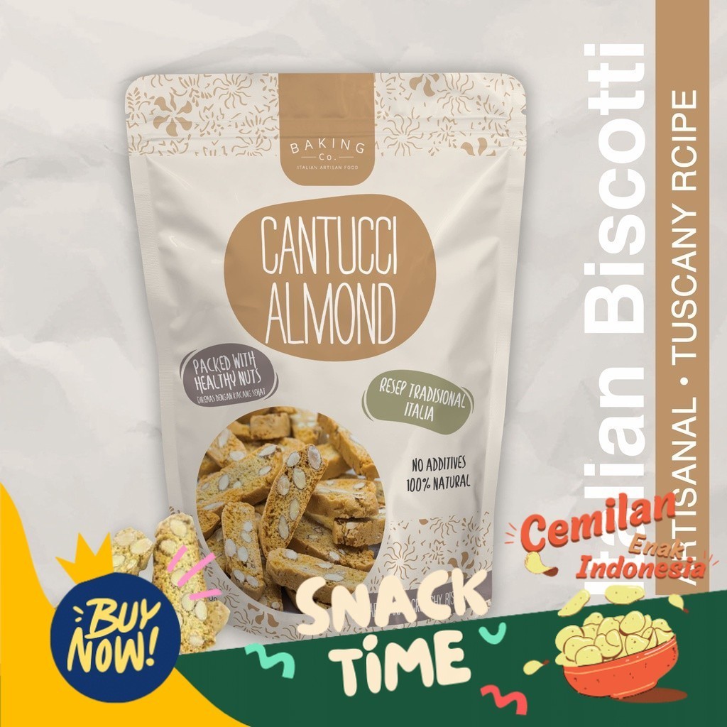 

Special Diskon BakingCo Artisanal Italian Biscotti Cantucci Almonds - 200 gr - kue kering, cemilan manis, sehat, cookies, biskuit