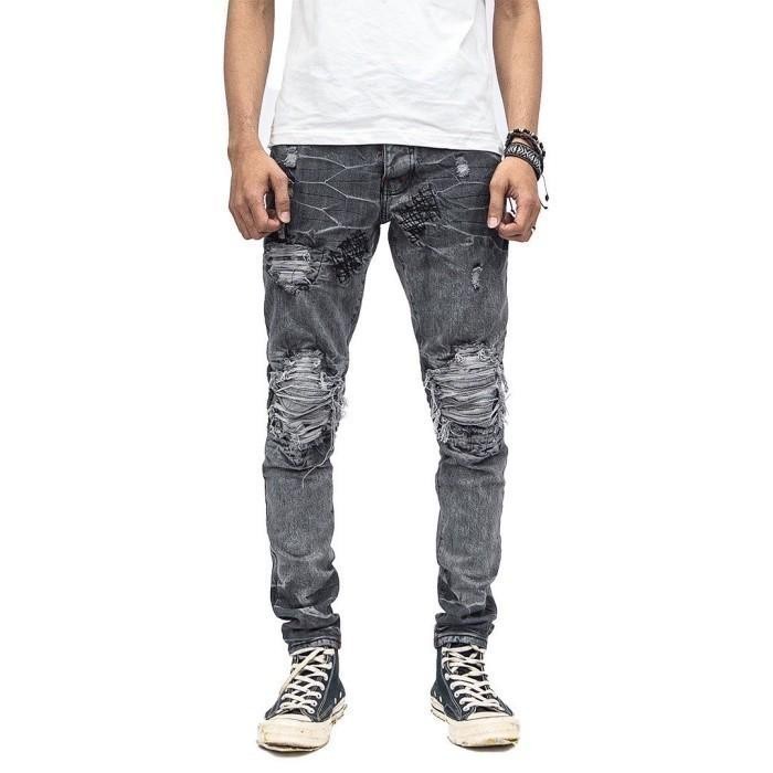 [[[ PROMO ]]] Denimitup M1 Tri Biker Jeans Acid Grey