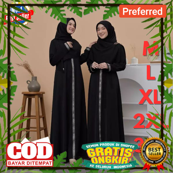 Abaya Hitam Polos Jetblack Turkey Modern Baju Gamis Hitam Polos Wanita Remaja Size M L XL 2XL 3XL Ba