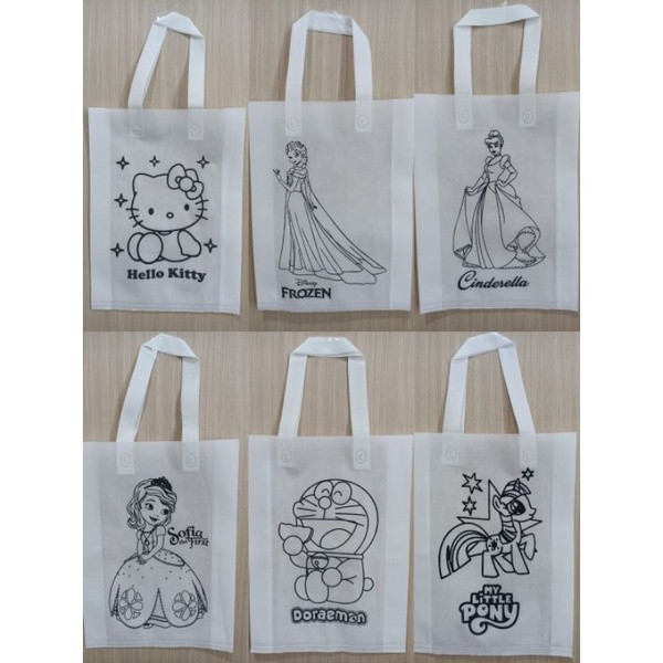 

Tas spunbond mewarnai 10pcs Tali 30x40x8 - Goodie bag mewarnai