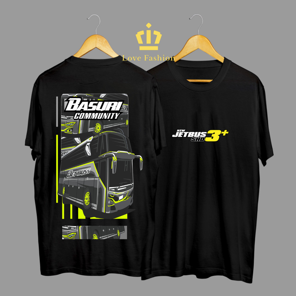 Kaos Tshirt Baju Distro New Jet Bus 3 SHD Pariwisata Basuri Bus Community Premium Terbaru
