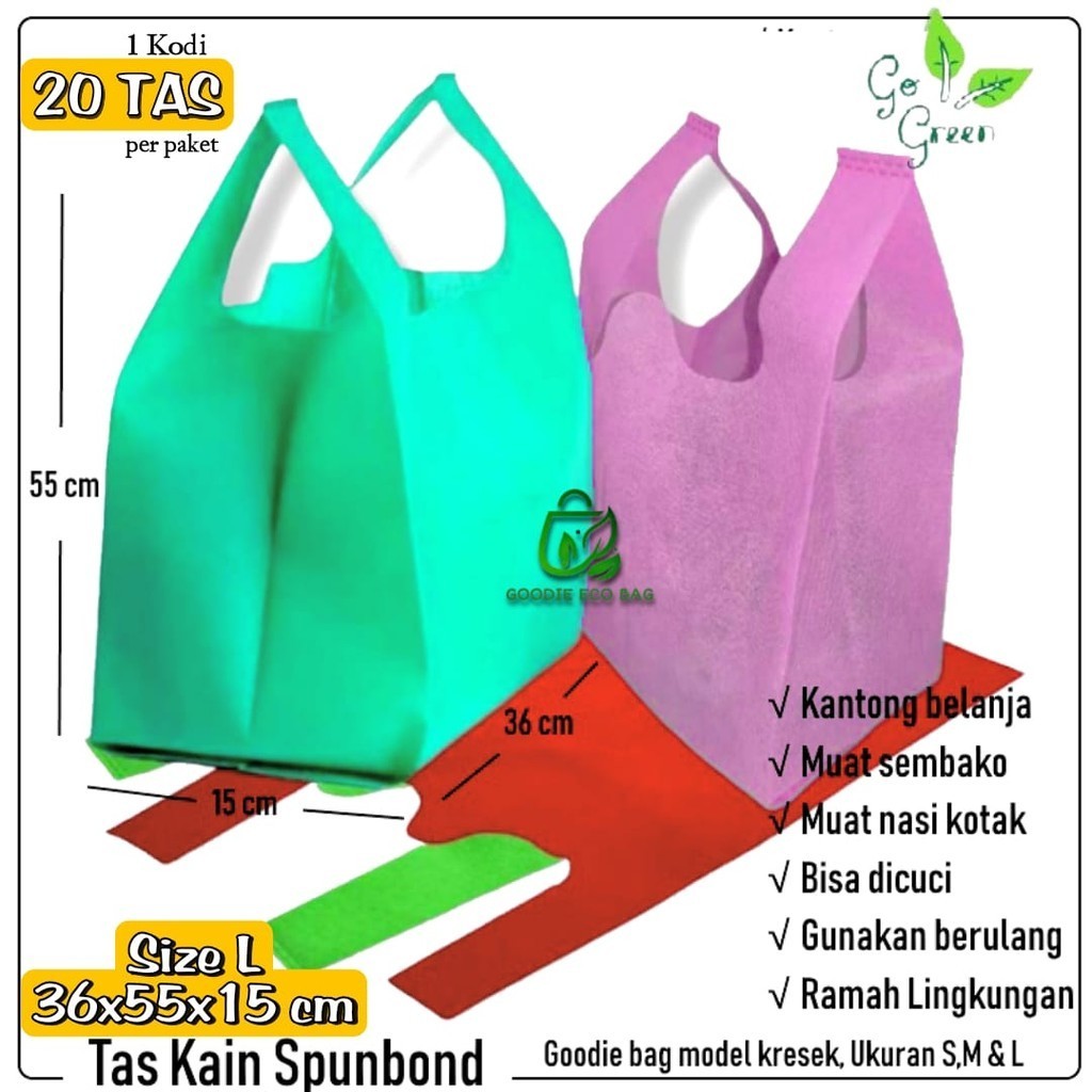 

Isi 10 Tas Kain SpunBond Uk 28x45x12 , 36x55x15 , 17x33x11 cm Besek , Nasi Box Kotak Nasi , Hajatan