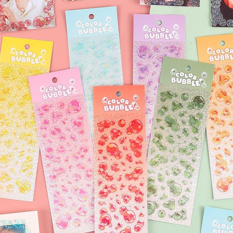 

[HELIOFINDS] Sticker Deco Stiker Dekorasi PVC untuk Scrapbook Photocard - COLOR BUBBLES