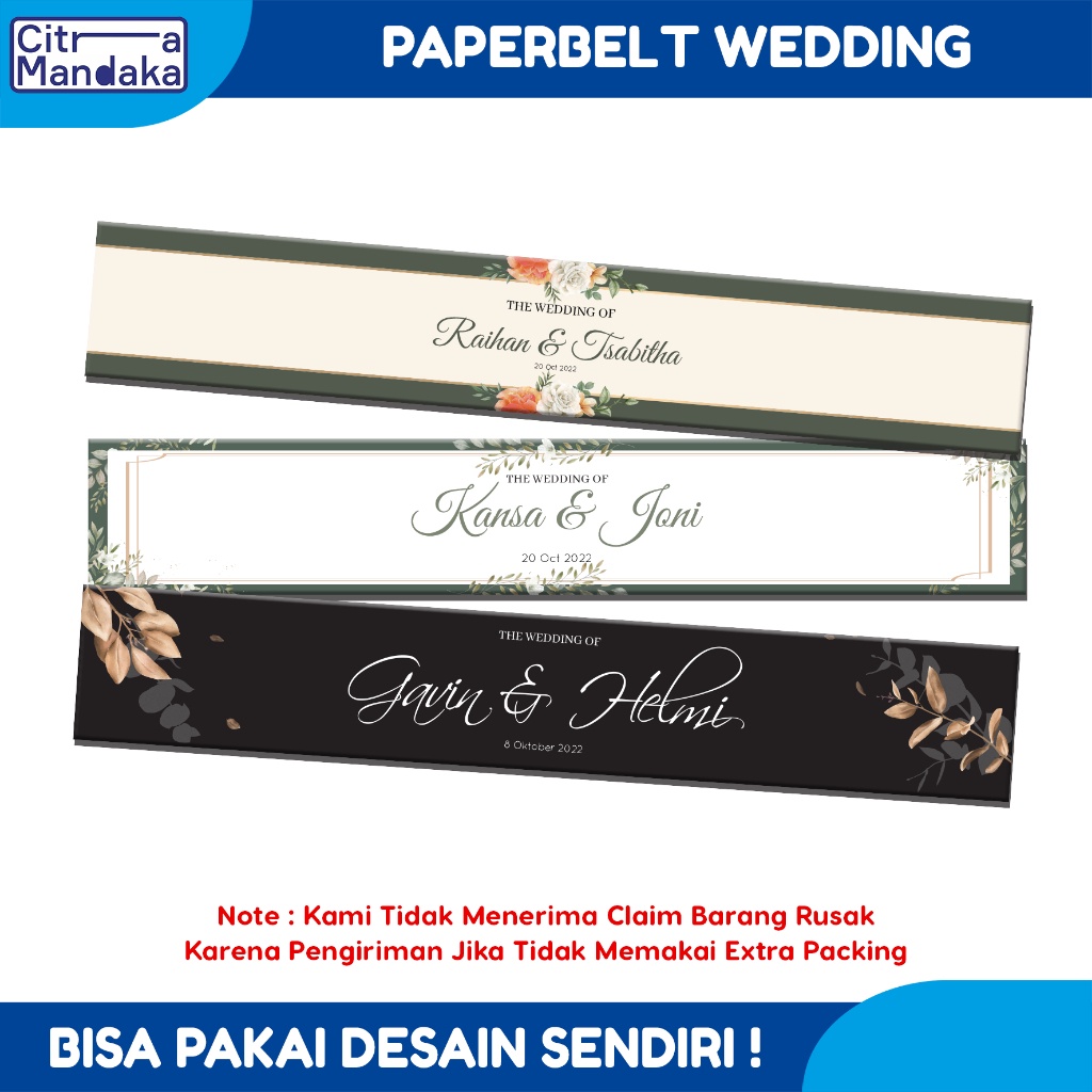 

Ready Paper Belt Wedding Gift Souvenir Pernikahan Hampers Label Segel Box Custom Free Design