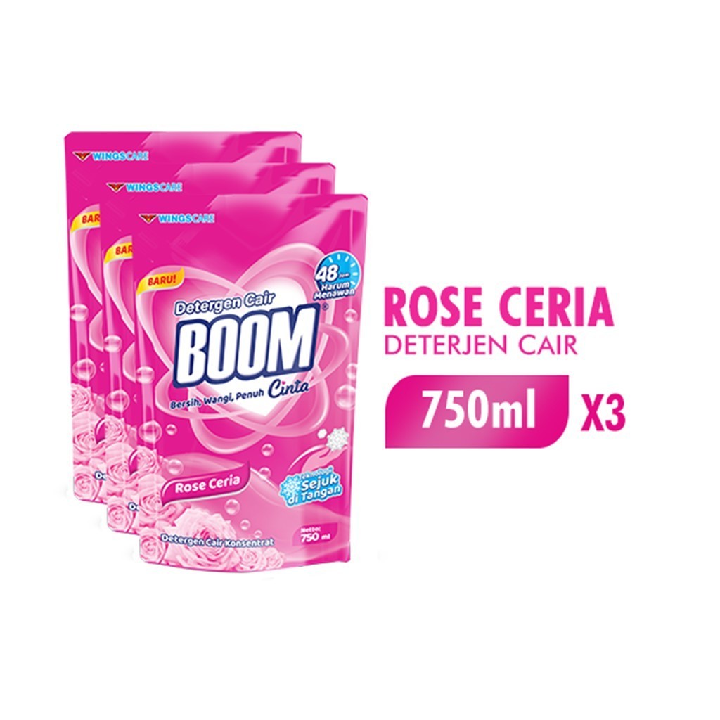 Boom Cinta Deterjen Cair Rose 750 Ml x3