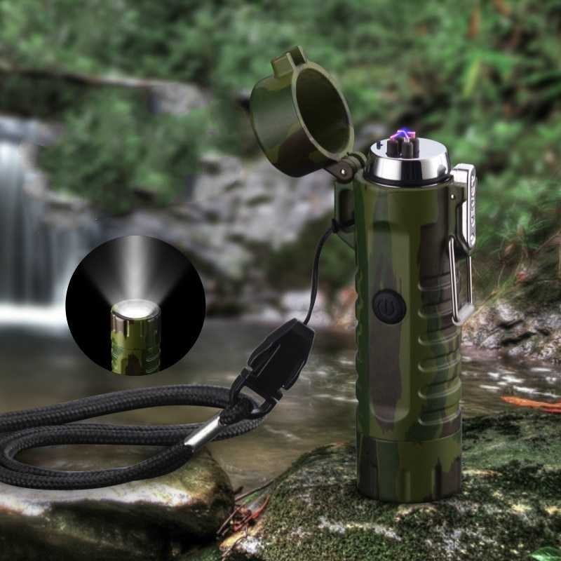 Korek Api Elektrik Plasma Arc Outdoor Waterproof + Senter