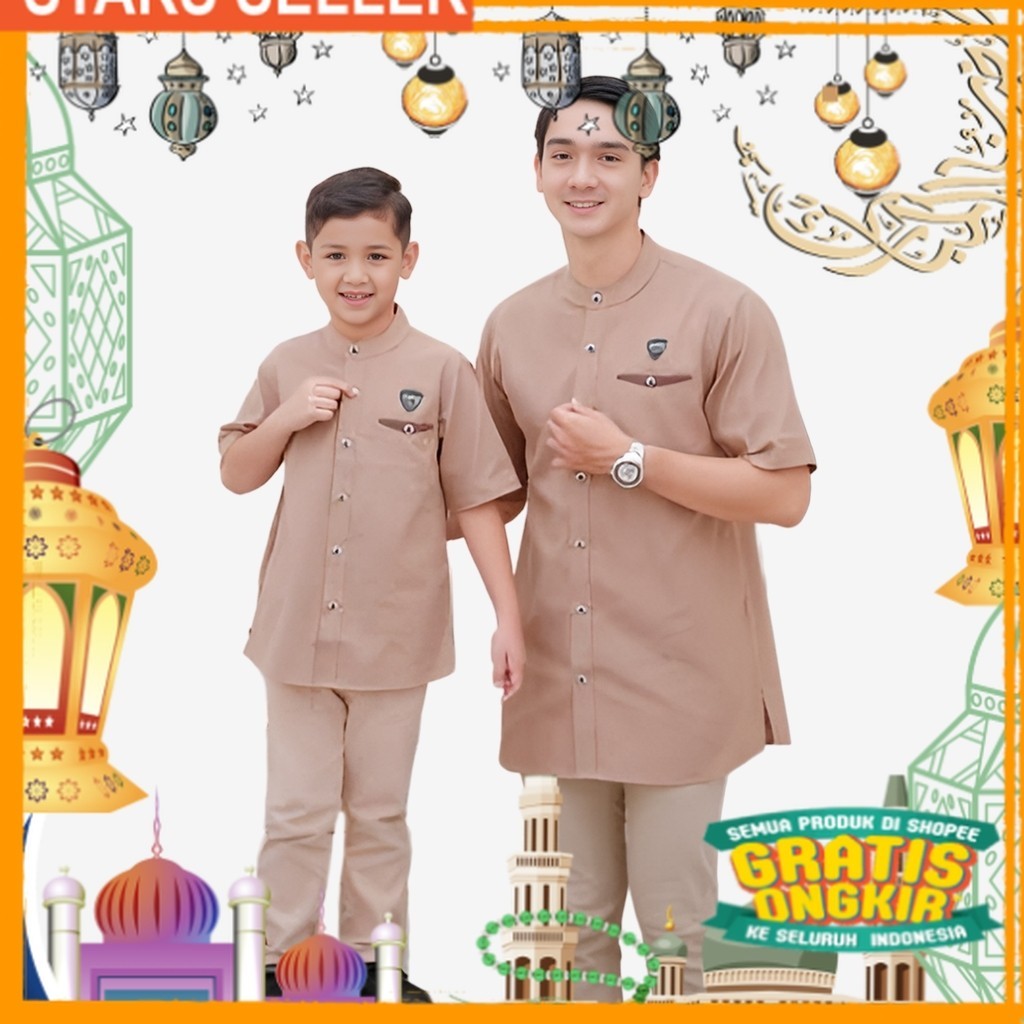BARS CLOTH.CO Baju Couple Lebaran 2024 Pasangan Koko Ayah Dan Anak Laki Laki Kemeja Kurta Pakistan R