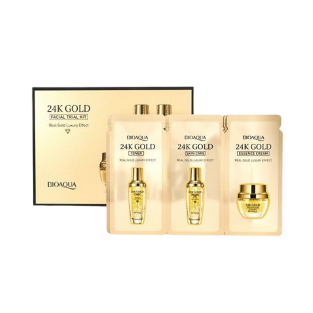 (Paket) BIOAQUA 24K Gold Facial Trial Kit 3gr x 10 pcs - BPOM Original 100%