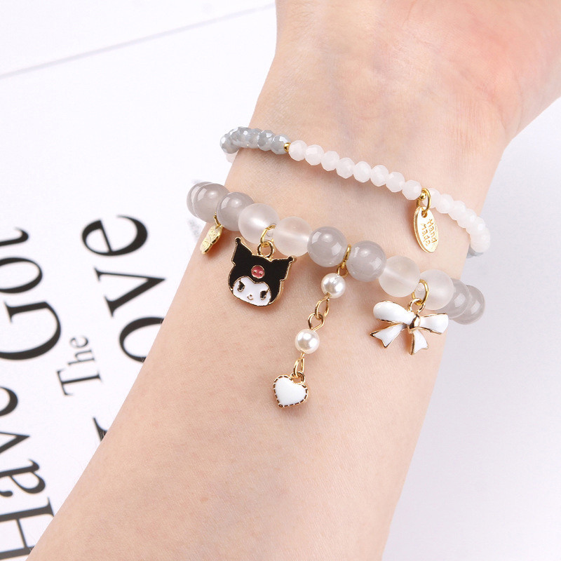 ✨COD 2PCS Gelang Ganda Sanrio Lucu Gelang Anak Perempuan Manis Tali Tangan Kristal Pelajar Hadiah Sa