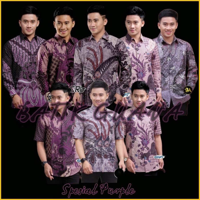 promosi toko Atasan Kemeja Batik Pria Lengan Panjang Warna Ungu Lilac Purple Violet