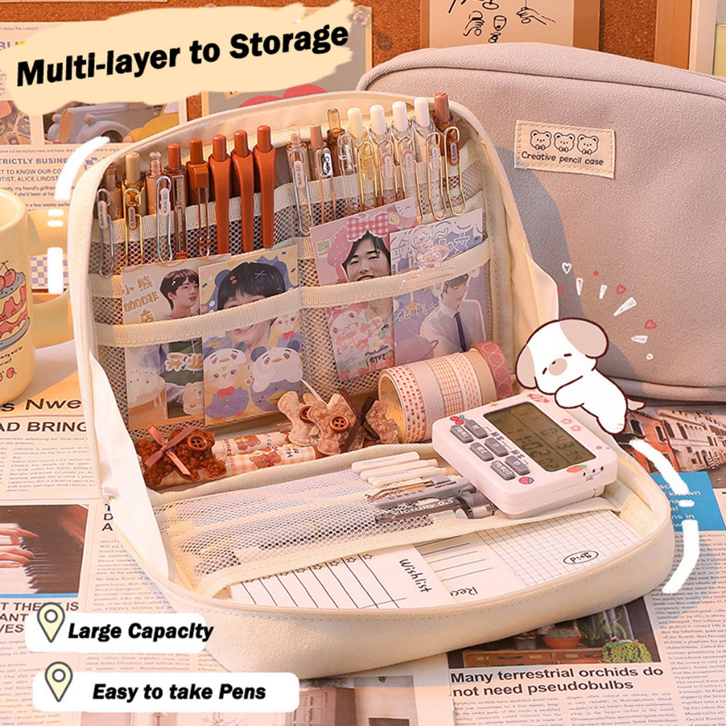 

8-Layer Super Large Capacity Pencil Case Kawaii Canvas Pencil Box Pen Pouch Organizer for Girls Back to School Stationery Supplies