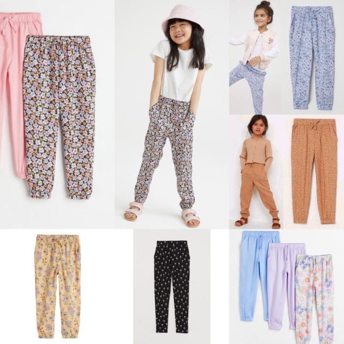 ✨BEST✨ -PHI115 Celana Jogger Rayon Vicose HM | Kulot Woven H*M Anak Cewek - ung bu, 5-6y