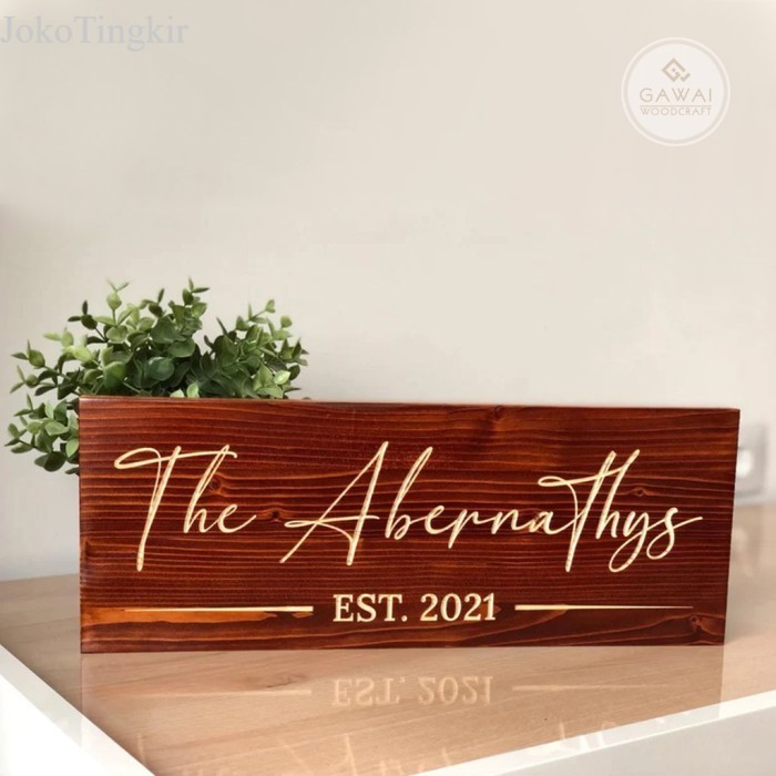 

Papan Nama Kayu Ukir CNC Wood Sign Wood Decor - Custom Tulisan - 40cm x 15cm, walnut murah