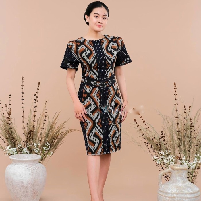 DRESS TENUN IKAT TROSO DRESS TENUN ETNIK DRESS BATIK WANITA TUNIK TORAJA LONGKEK