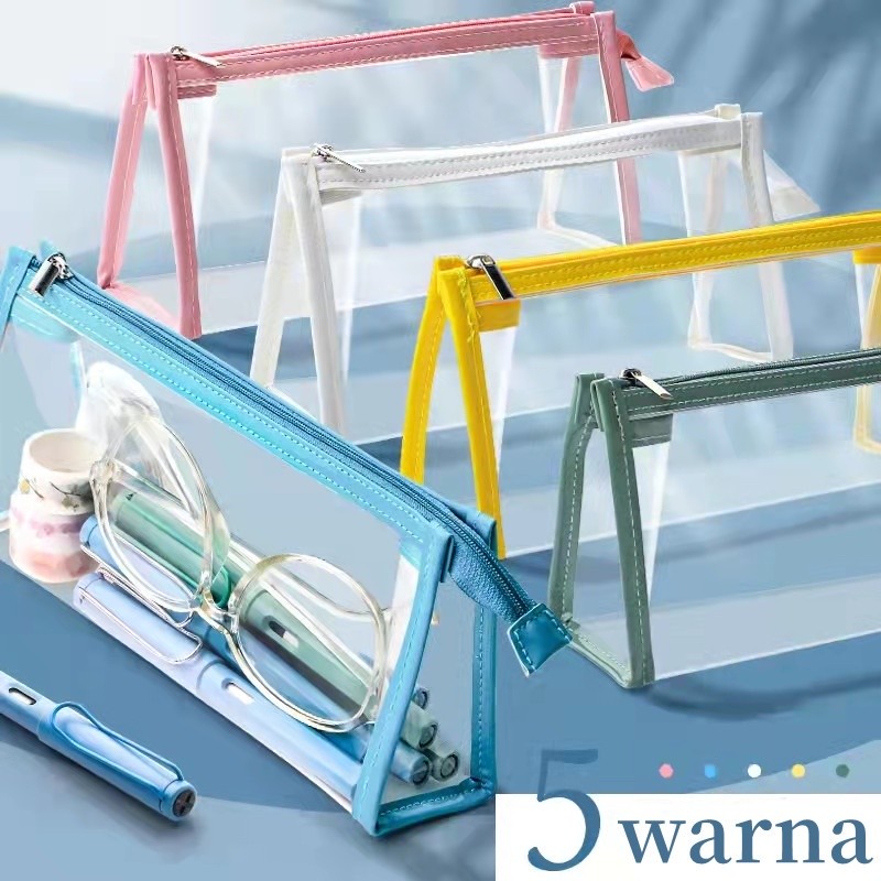 

tempat pensil bening/kotak pensil/tempat pensil aesthetic/tas makeup/Tas Penyimpanan TransparanWarna