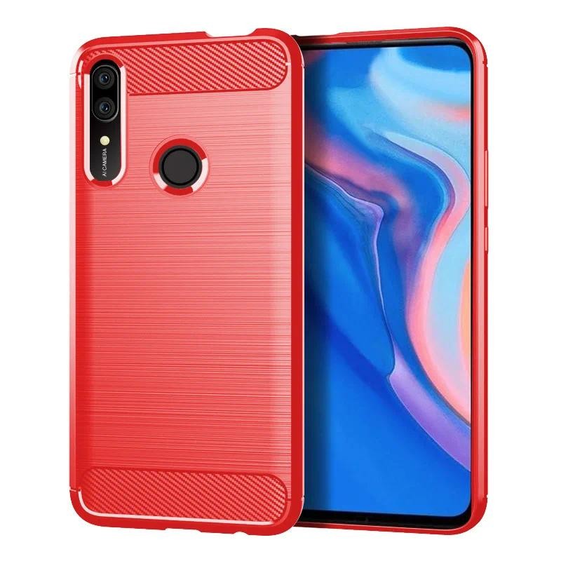 Casing HP Huawei P smart Z y9 prime 2019 Honor 9X Premium Phone Casing TPU Tekstur Serat Karbon Sili