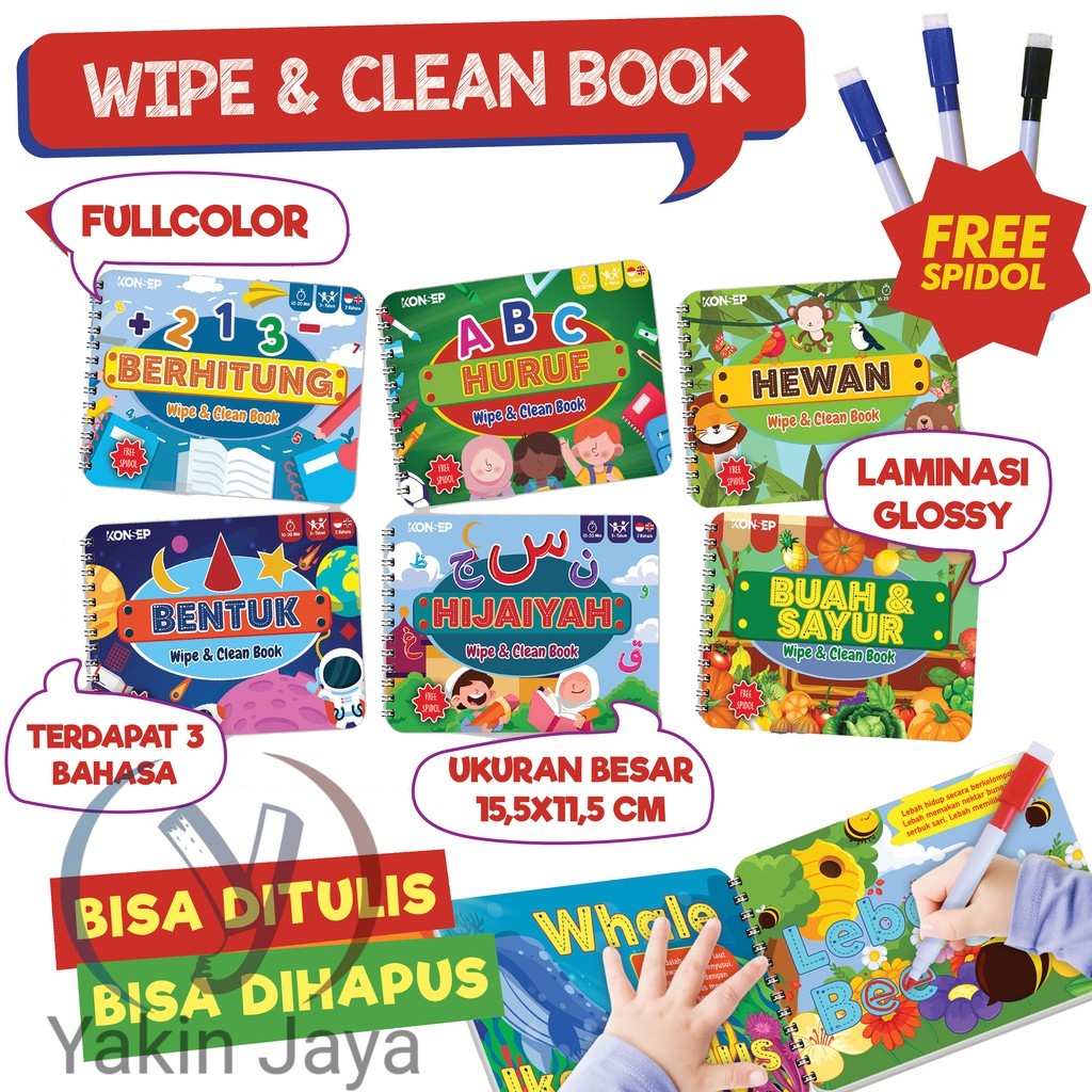 

Buku Wipe & Clean Bisa Dihapus / Buku Edukasi Belajar Menulis Membaca Mengenal TK PAUD