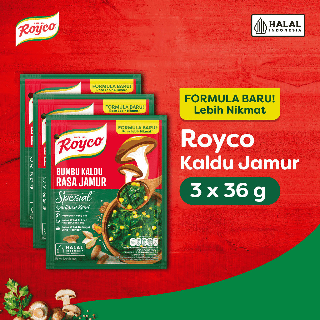 

Royco Bumbu Masak Kaldu Jamur 36 g x3