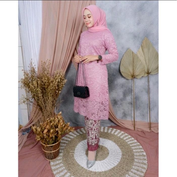 "V.NLN" -  PROMO PROMO SETELAN KEBAYA BRUKAT TUNIK DENGAN ROK PLISKET, SETELAN KEBAYA TUNIK KONDANGA