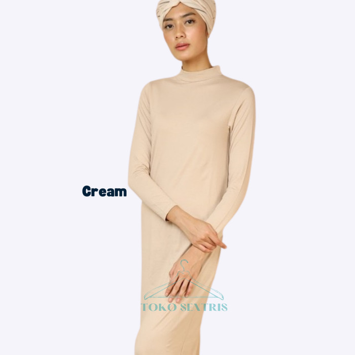 "V.NLN" - SALE Manset gamis panjang spandek daleman Inner Kaftan Muslim Wanita - Cream/Kulit.